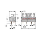 2-conductor PCB terminal block push-button 0.75 mm² gray