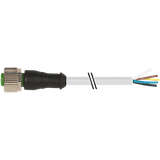 M12 female 0° A-cod. with cable PUR 5x0.34 gy UL/CSA+drag ch. 13m