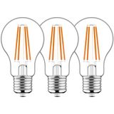 LED Filament Bulb - Classic A60 E27 8W 806lm 2700K Clear 330°  - 3-pack