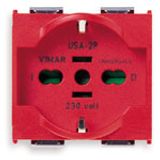 2P+E 16A universal outlet red