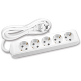 X-tendia White Five Gang Earth Socket with Cable CP