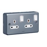 Synergy 2 Gang 13A Double Pole Switched Socket Outlet Metalclad