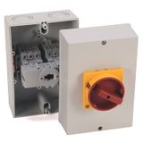 Disconnect Switch, Enclosed, 16A, 500VAC, 3P, Red/Yellow Knob