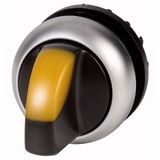 Illuminated selector switch actuator, RMQ-Titan, With thumb-grip, maintained, 2 positions (V position), yellow, Bezel: titanium