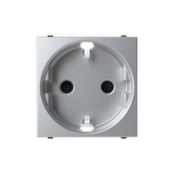 N2288.6 PL Schuko socket outlet srewless terminal - 2M - Silver