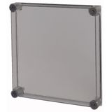 Cap, transparent smoky gray, HxWxD=375x375x50mm, NA model