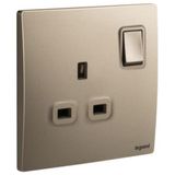 Mallia Senses - 1 gang BS switched socket outlet double pole - 13A - Dark Bronze