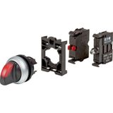 Illuminated selector switch actuator, RMQ-Titan, maintained, 2 positions, 1 NC, red, LED 230 VAC, Blister pack for hanging