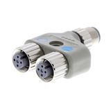 Y-Joint plug/socket M12 without cable (4 pole 1:2)