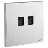 Mallia Senses - 1 gang double RJ11 telephone socket outlet - Brushed Aluminium