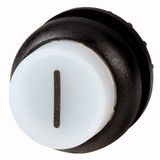 Illuminated pushbutton actuator, RMQ-Titan, Extended, momentary, White, inscribed 1, Bezel: black