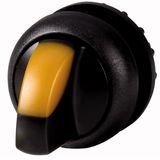 Illuminated selector switch actuator, RMQ-Titan, With thumb-grip, maintained, 2 positions (V position), yellow, Bezel: black