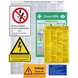 Set of warning signs, german language plastic, for electrical installa