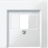 Central plate with square opening, polar white, glossy, System M