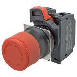 Emergency stop switch, Push-In, non-illuminated, 30 mm dia, push-lock/