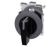 Illuminable selector switch, 30 mm, round, Metal matt, black, Selector switch long, front ring  3SU1062-2EL10-0AA0-Z X90