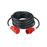 CEE extension, black, 5m H07RN-F 5G1,5 with CEE Plug and Connector, 400V/16A/max. 11kW, IP44