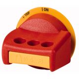 Rotary handle, red-yellow, lockable, size 1