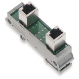 Interface module RJ-45 with cross-over power jumper contacts