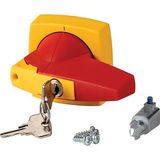Rotary handle, 6mm, door installation, red/yellow, cylinder lock