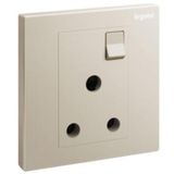 Galion - 1 gang British Standard switched single pole socket outlet - 15A - Champagne