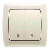 Carmen Beige (Quick Connection) Two Gang Switch-Two Way Switch
