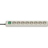 Eco-Line extension socket with switch 8-way light grey 3m H05VV-F 3G1,5