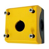 Surface mounting enclosure, 1 hole, black/yellow