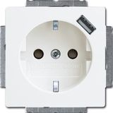 20 EUCBUSB-94-507 Cover Plates (partly incl. Insert) Protective Contact (SCHUKO) with USB A alpine white - Basic55