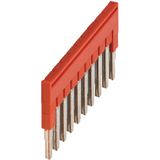 PLUG-IN BRIDGE, 10POINTS FOR 2,5MM² TERMINAL BLOCKS, RED