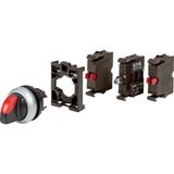 Illuminated selector switch actuator, RMQ-Titan, maintained, 3 positions, 1 NC, red, LED 230 VAC, Blister pack for hanging