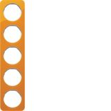 Frame 5gang, R.1, orange trans./p. white glossy, acrylic