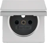 Q.x Faceplate with contact apertures for grounded socket with cover, alu