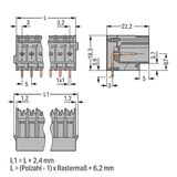 THT male header 1.0 x 1.0 mm solder pin angled gray