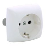 German standard 2P+E socket outlet, screw terminals Modular surface-mounted switchgear - white