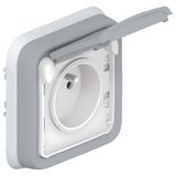 Socket outlet Plexo IP 55 - Fr std - 2P+E + shutters - flush mounting - grey