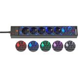 Gaming extension lead GSL 05 5-fold with 2 USB charging function 1.5m H05VV-F3G1.5