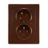 5593J-C02357 H1 Double socket outlet with earthing pins, shuttered, with turned upper cavity, with surge protection