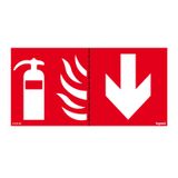 Label - for emergency lighting luminaires - extinguisher below - 100 x 200 mm
