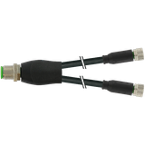 Y-Distributor M12 male/M8 fem. 0° A-cod. PUR 3x0.25 bk+rob+drag-ch 4m