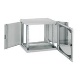 Wall-Mounted Open Box 12U W600 D600 Fixed 19" Glazed Door R7035