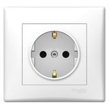 Sedna - single socket outlet, side earth - 16A shutters, white