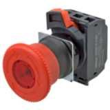 Emergency stop switch, Push-in, 24 VAC/DC illuminated, 40 mm dia, push