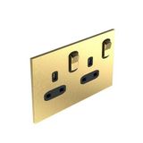 Art d'Arnould - 2 gang BS socket outlet 13 A-250V double pole switched Epure - Brushed Gold