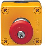 External emergency stop button with key