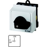 On-Off switch, T0, 20 A, service distribution board mounting, 4 contact unit(s), 6 pole, 2 N/O, with black thumb grip and front plate