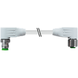 M12 male 90°/M12 fem. 90° A-cod. F&B PVC 0.5+0.25 shielded gy 10m