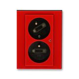 5593H-C02357 65 Double socket outlet with earthing pins, shuttered, with turned upper cavity, with surge protection