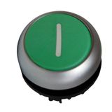 Push-button flat, `Iï, spring-return, green