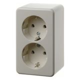 Double SCHUKO socket outlet, surface-mounted, white glossy